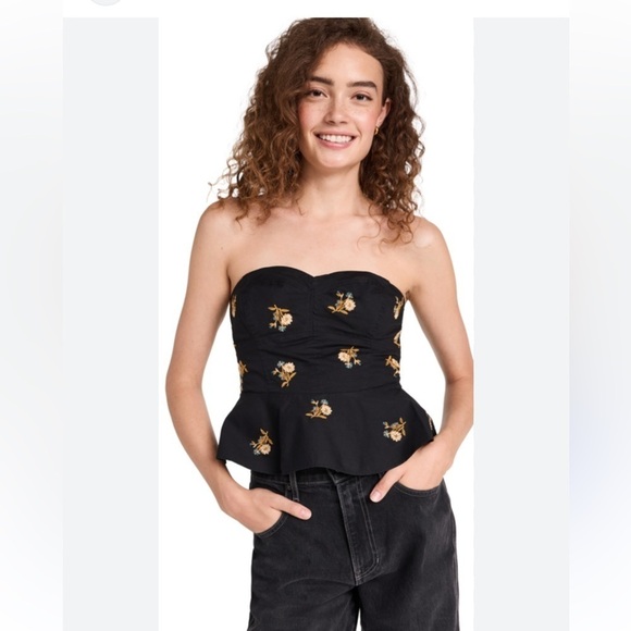 NWT!Veronica Beard Chaka Strapless Floral Embroidered Corset Bodice Top Black 🖤 - Picture 5 of 15